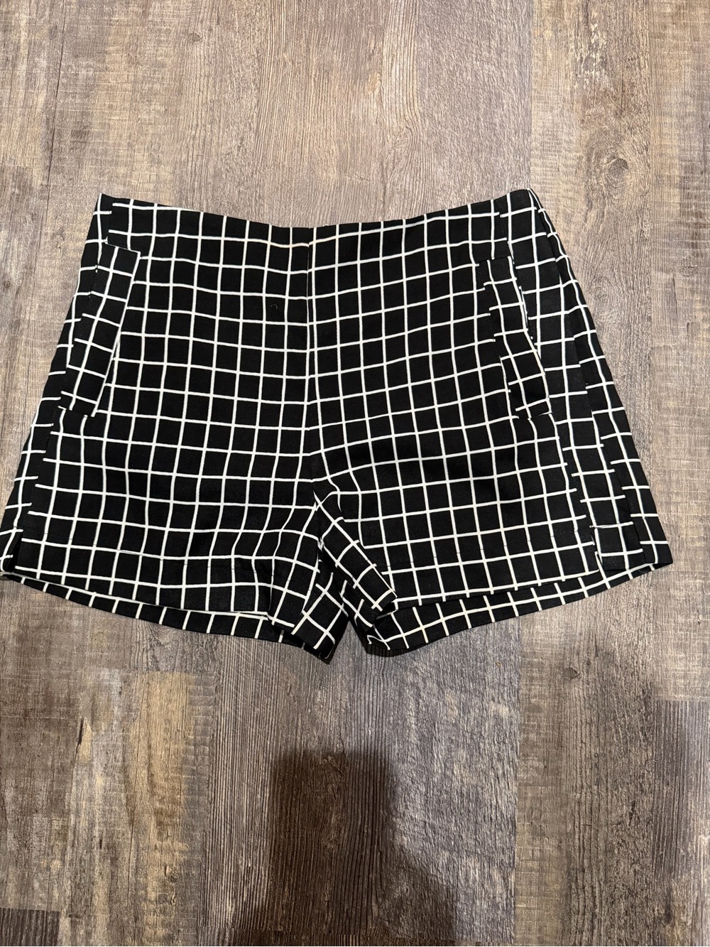 Sophie Rue Black and White Grid Bermuda Shorts